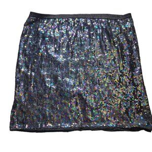 Vintage Joseph Le Bon Black Silk Sequin Lined Skirt Plus Size 3X